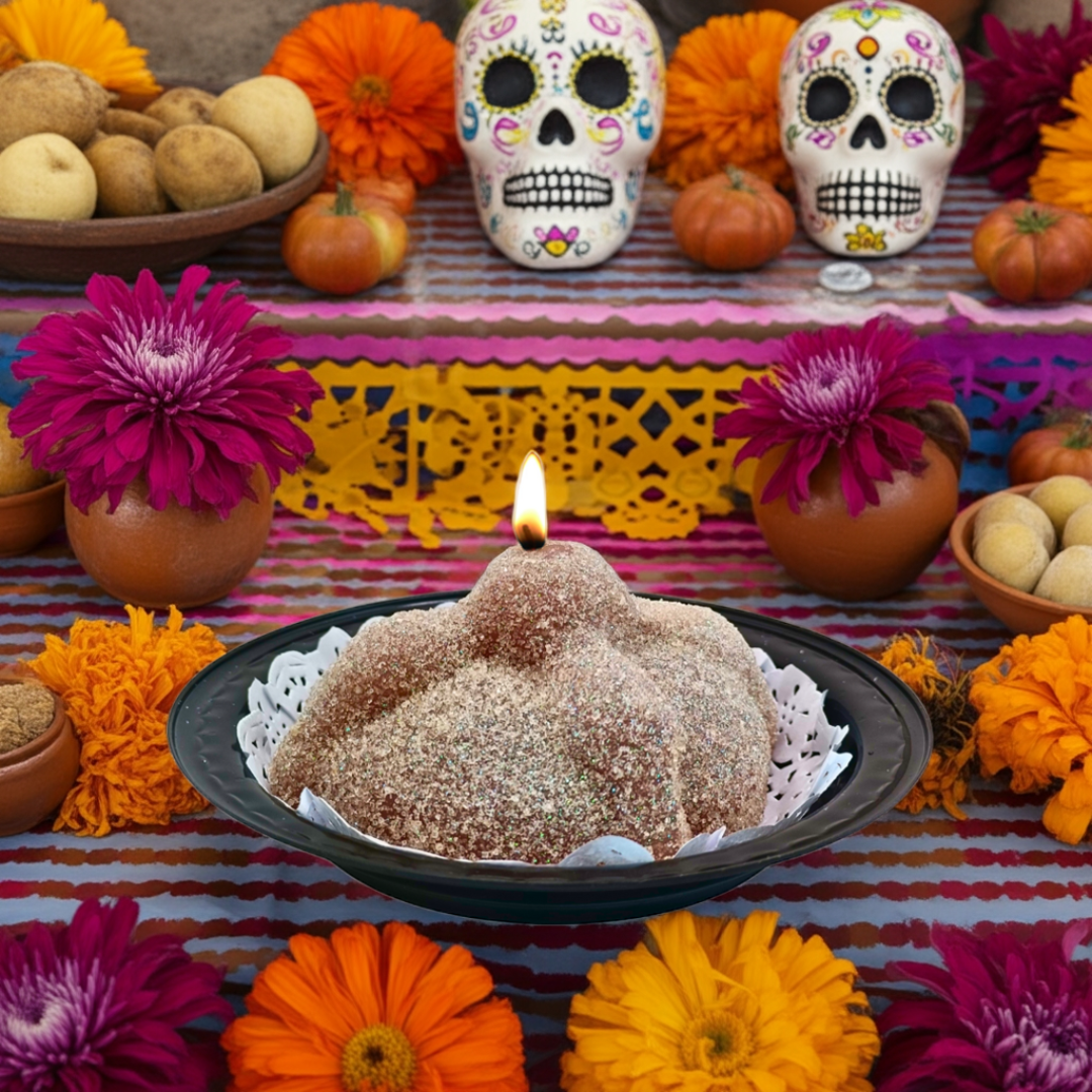 Veladora Pan de Muerto – Decoración y Aroma para Día de Muertos