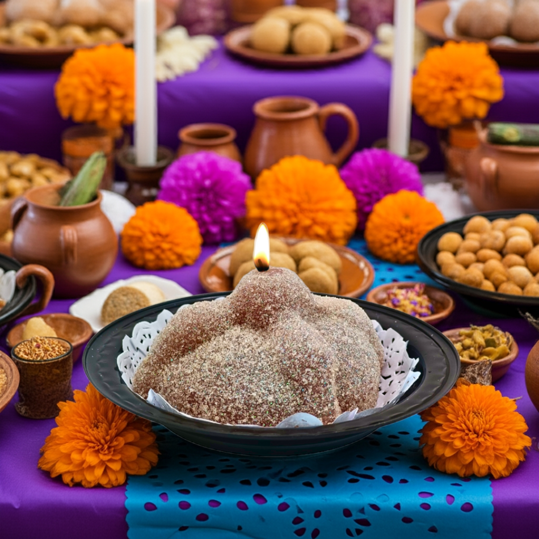 Veladora Pan de Muerto – Decoración y Aroma para Día de Muertos