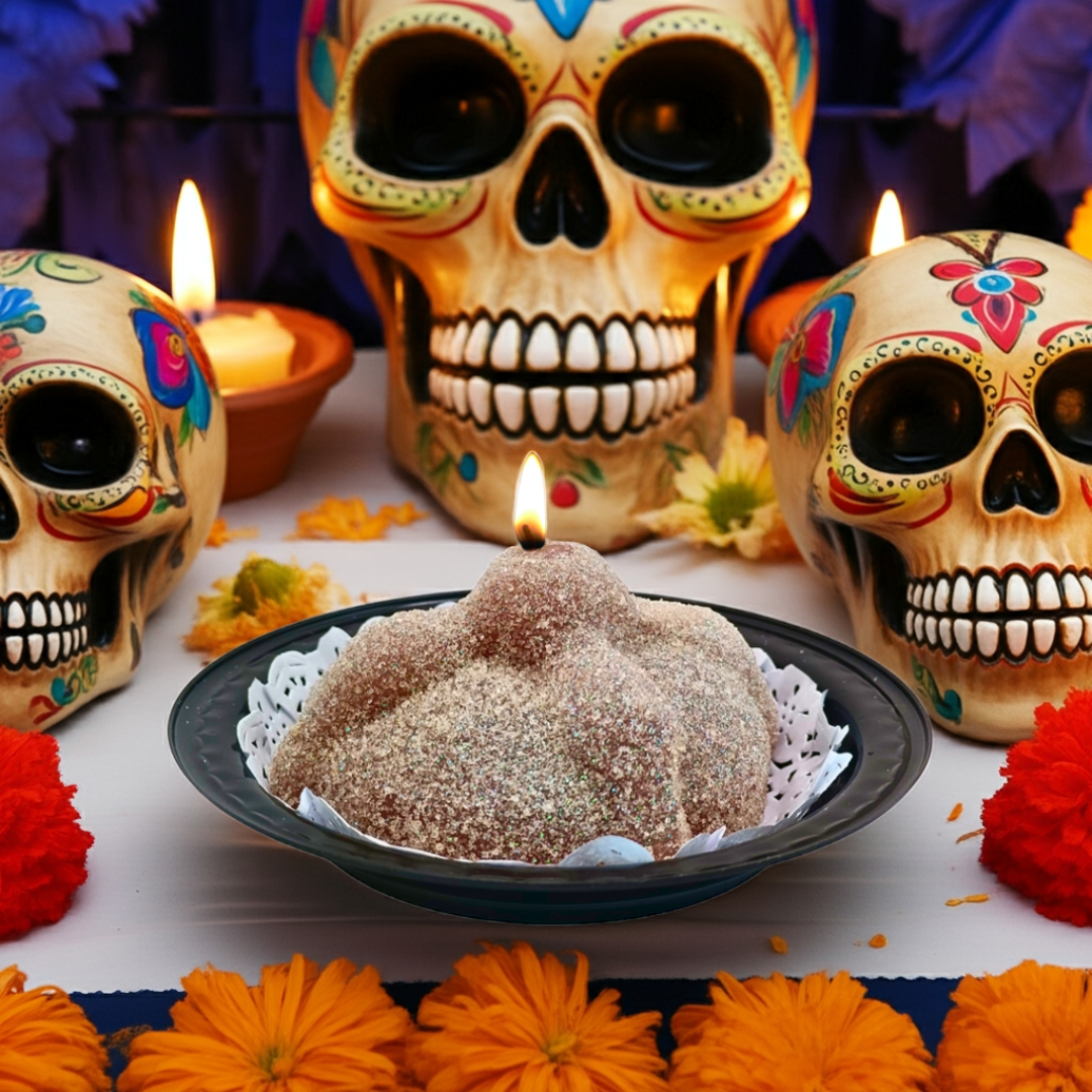 Veladora Pan de Muerto – Decoración y Aroma para Día de Muertos