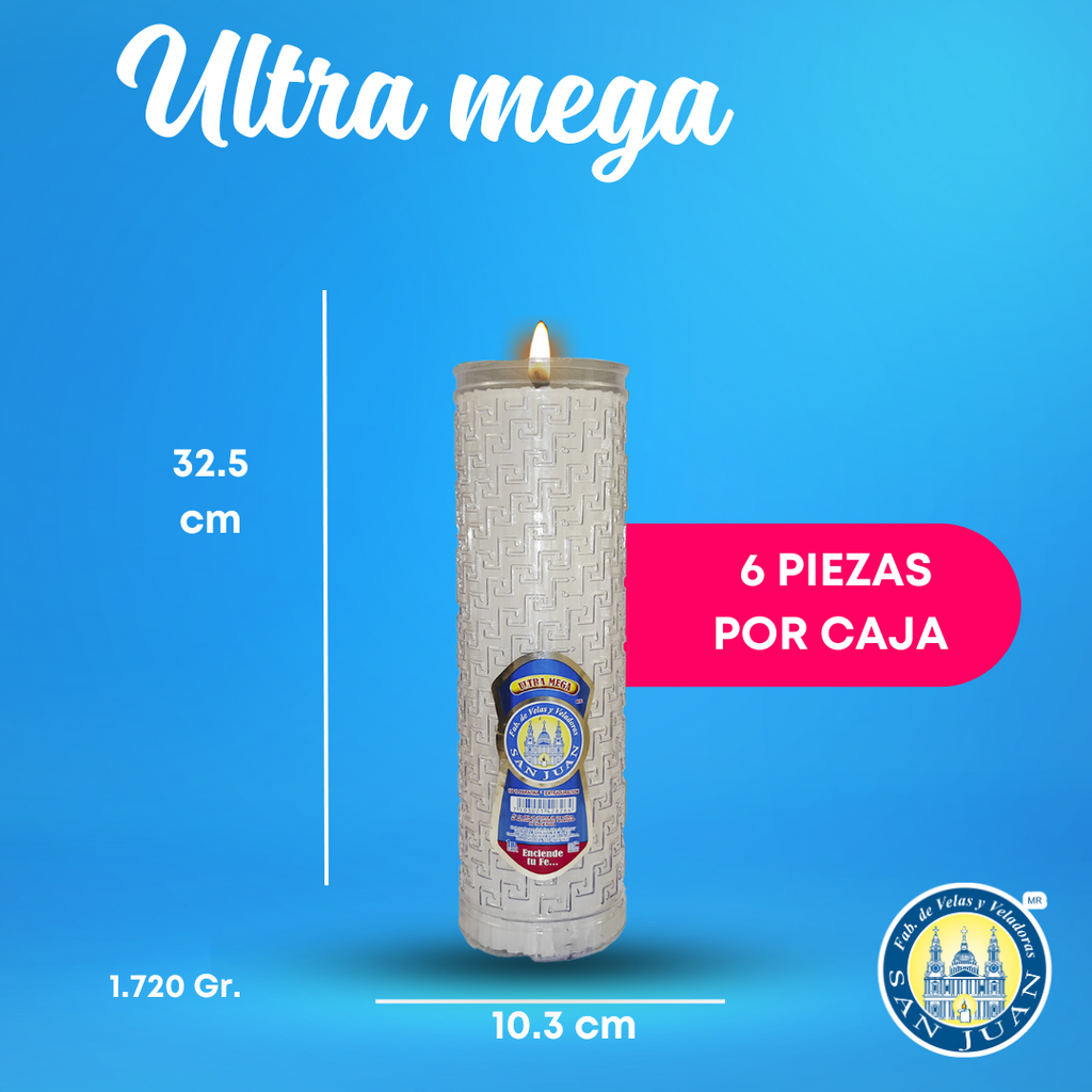 Veladora San Juan Ultra Mega - Caja con 6 piezas