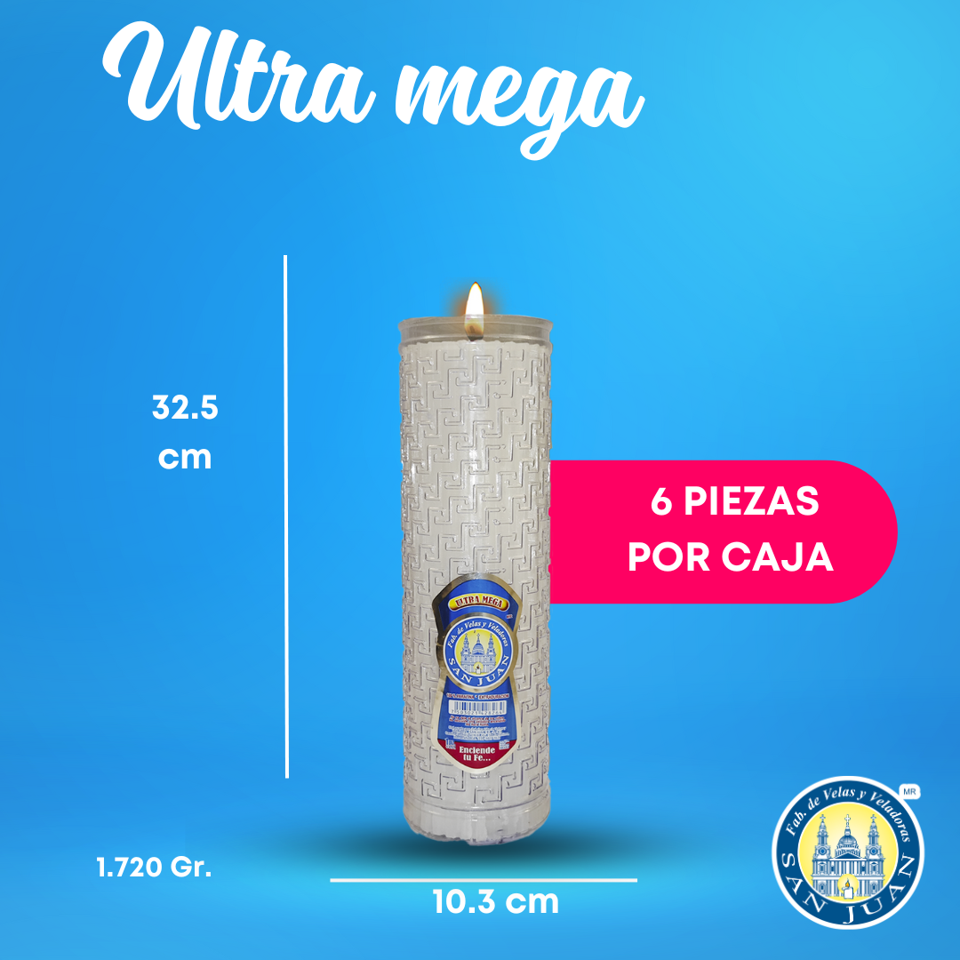 Veladora San Juan Ultra Mega - Caja con 6 piezas