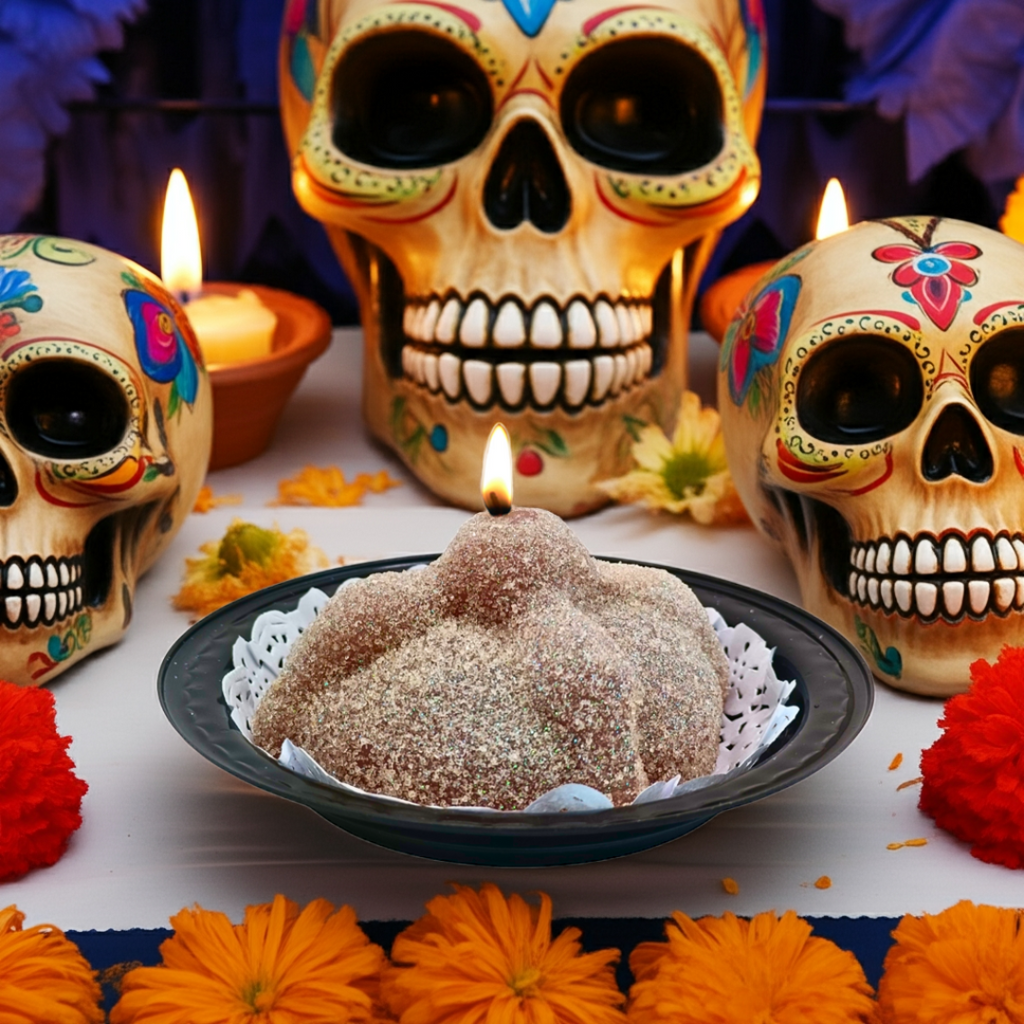 Veladora Pan de Muerto – Decoración y Aroma para Día de Muertos