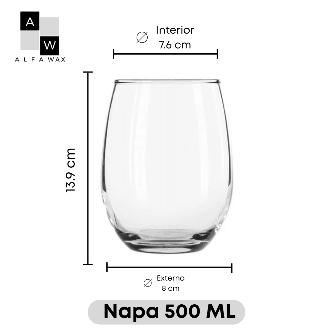 Vaso Napa vacio 500 ml | Caja con 12 PZAS