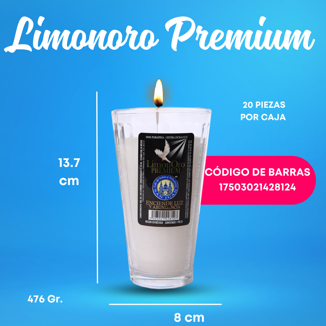 CAJA DE VELADORA LIMONORO PREMIUM 20PZ | VELADORA SAN JUAN