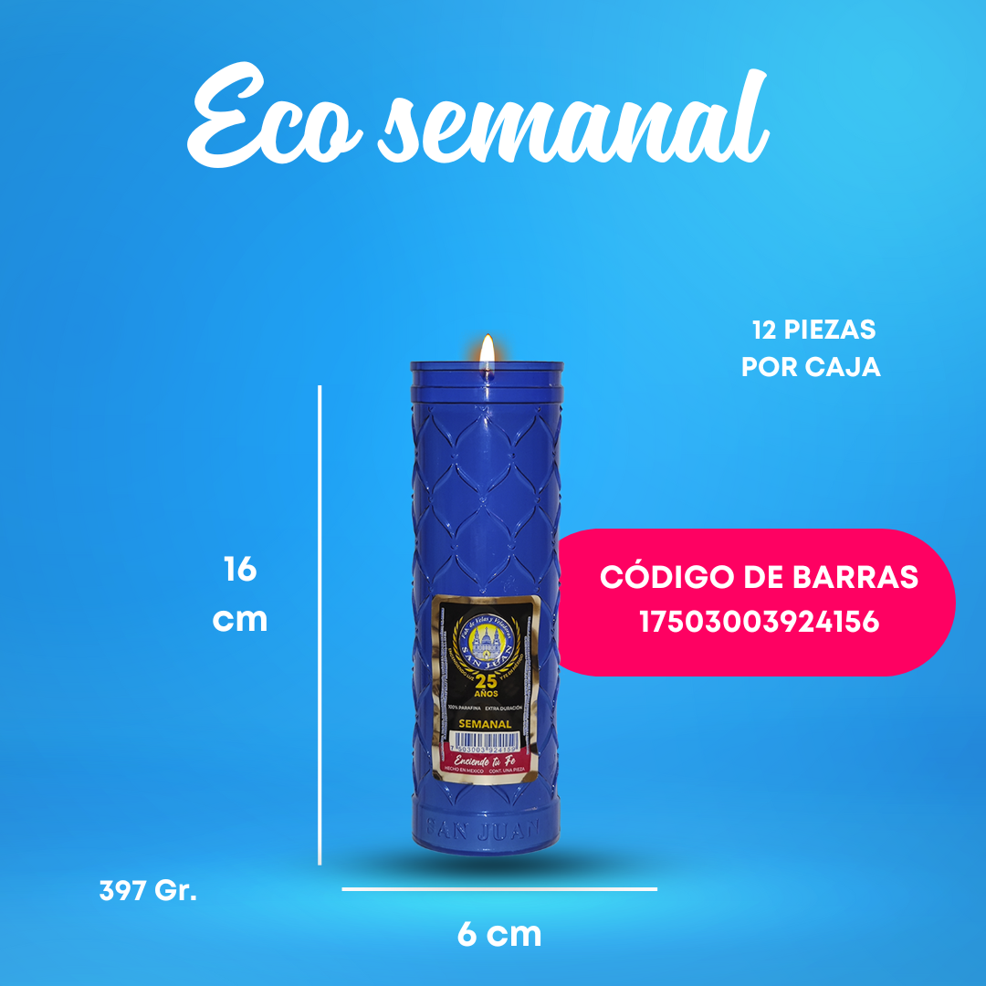 CAJA DE VELADORA ECO SAN JUAN SEMANAL 12PZ | VELADORA SAN JUAN