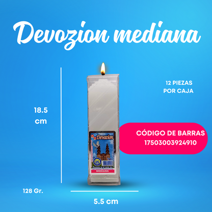 CAJA DE VELADORA ECOLÓGICA DEVOZION MEDIANA, CON 12 PZ | VELADORA SAN JUAN