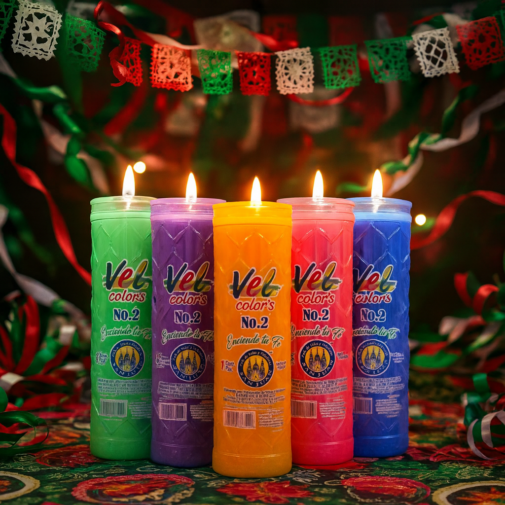 Vel Colors Aromáticas | Veladoras de Colores con Fragancia | Caja 12 Piezas | San Juan