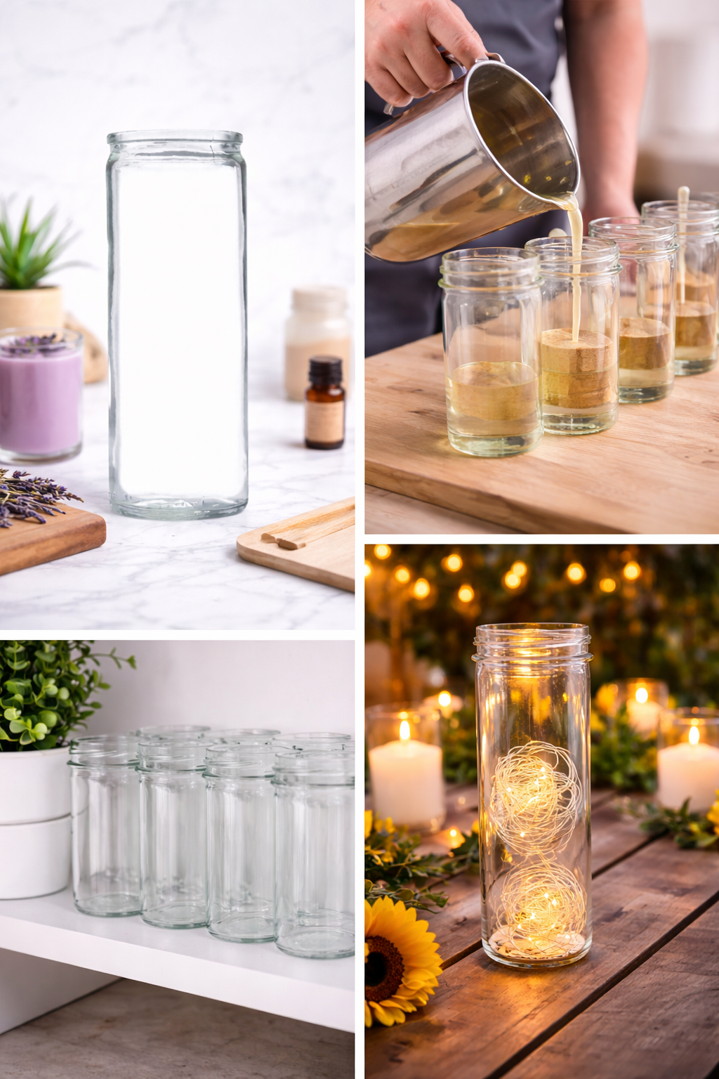 Vaso Vidrio 100 495ml para Velas | Envase Transparente Resistente | Caja 20 Piezas