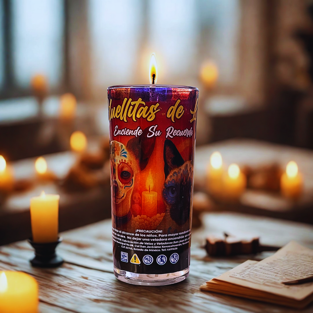 Veladora Huellitas de Luz | Recuerdo para Mascotas | Veladoras San Juan