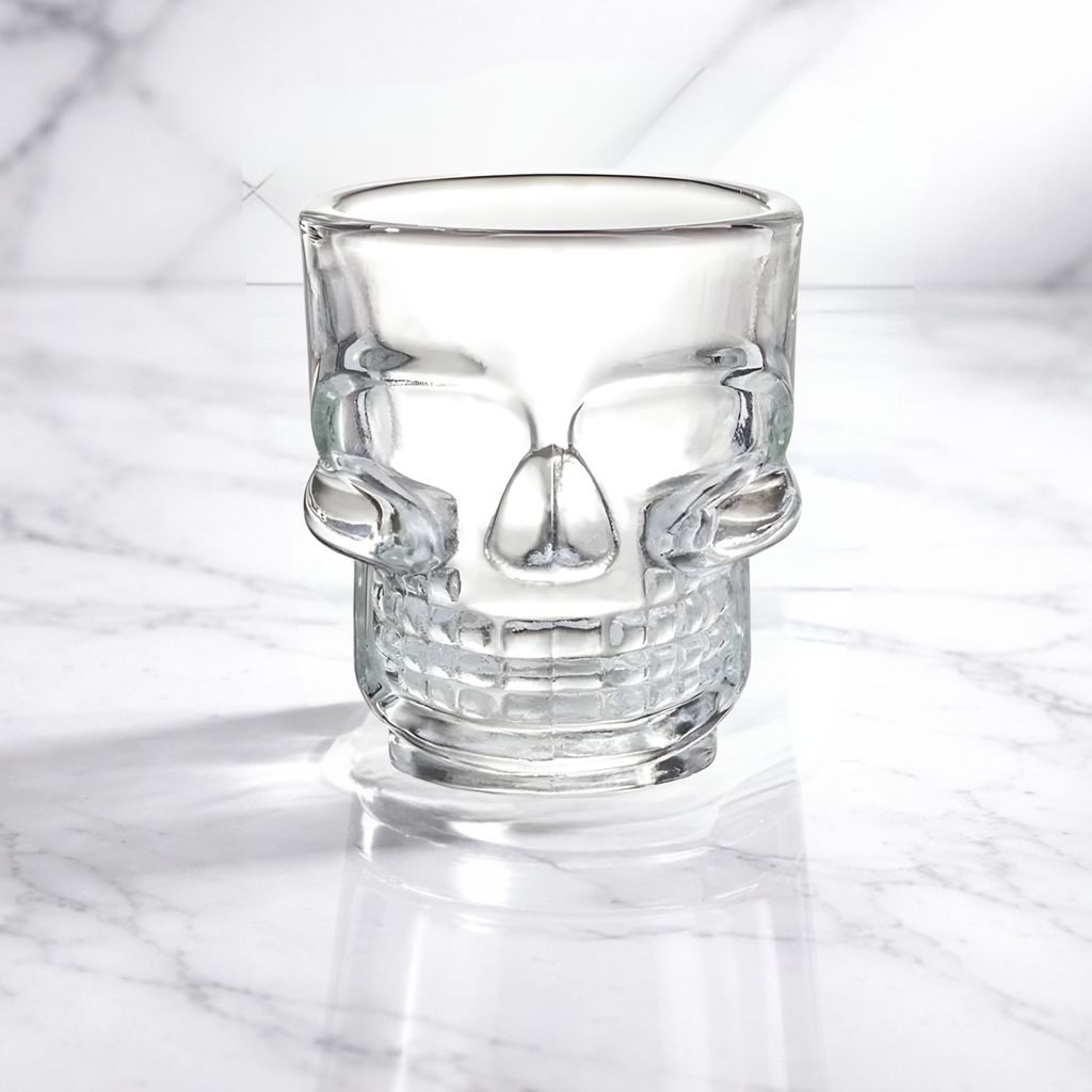 Vaso Calavera de Vidrio | Caja con 12 Piezas | Ideal para Velas, Shots y Decoración Temática