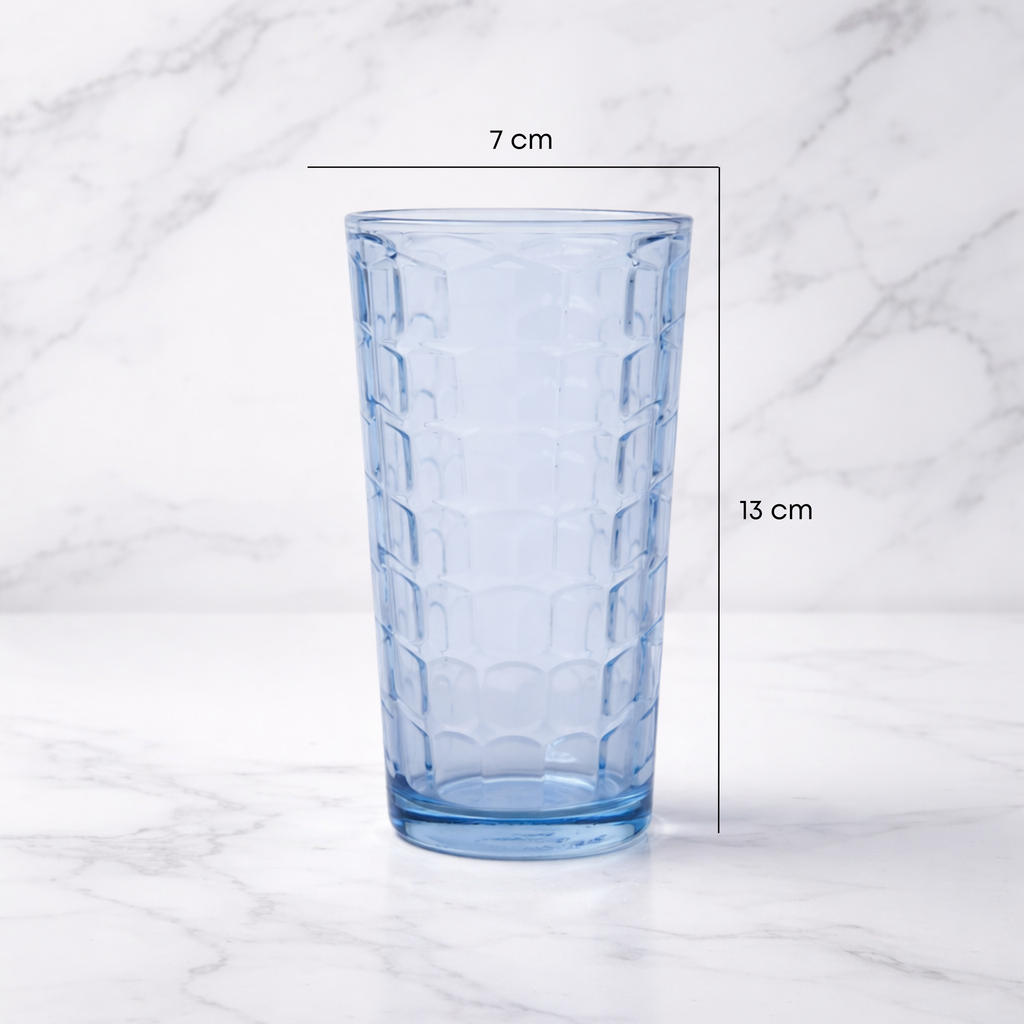 Vasos de Vidrio Azul | Caja con 20 Piezas | Diseño Elegante y Uso Versátil