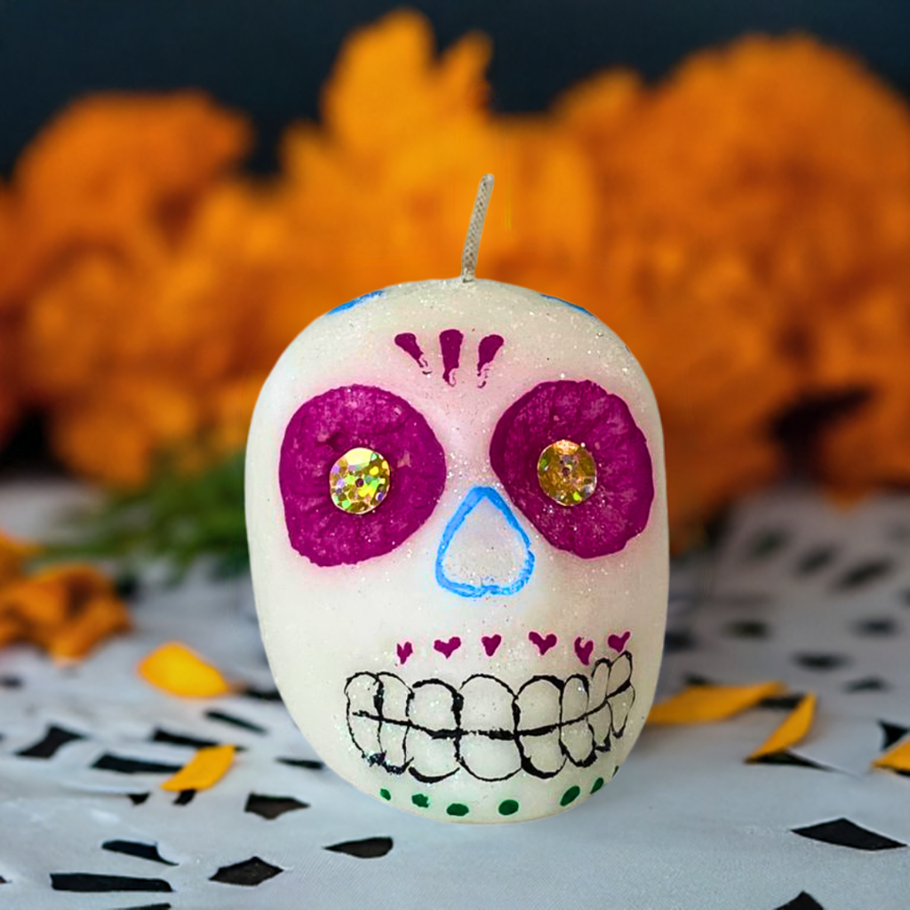 Vela calavera decorativa día de muertos (1 pza)