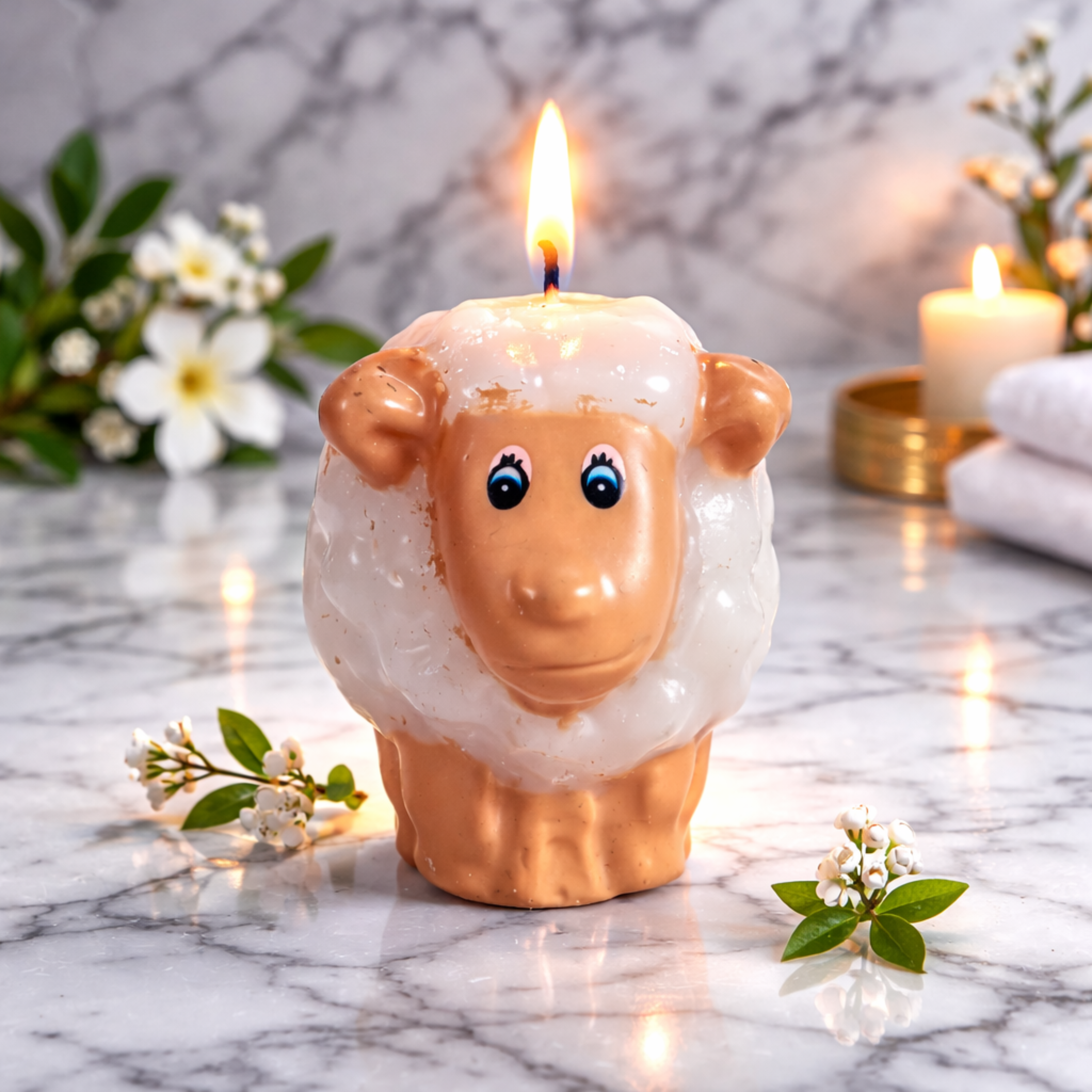 Veladoras Borreguito | Exhibidor con 6, de 12 Piezas | Decoración y Ritual Fin de Año