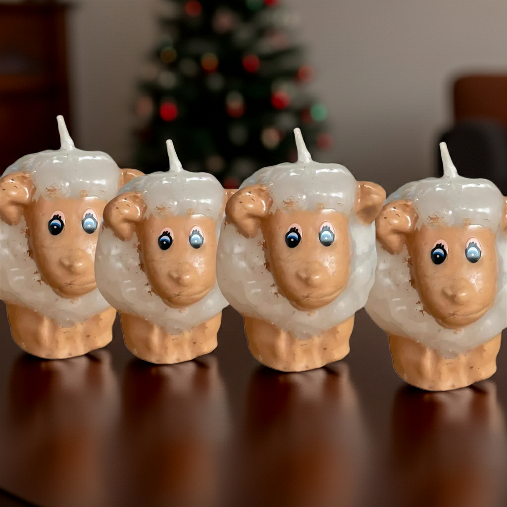 Veladoras De Fin De Año, Borregos, Votivas Aromáticas, 6 Exhibidores (72 Pzas)