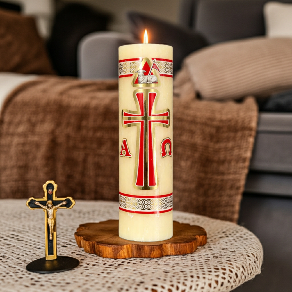 Cirio Pascual No. 1 | Luz Sagrada para Celebraciones | Veladoras San Juan Caja con 6 piezas
