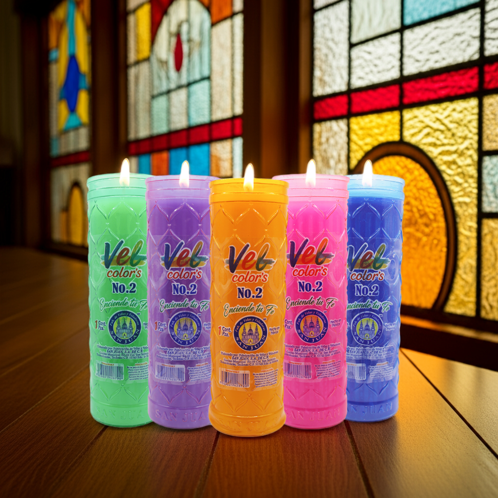 Vel Colors Aromáticas | Veladoras de Colores con Fragancia | Caja 12 Piezas | San Juan