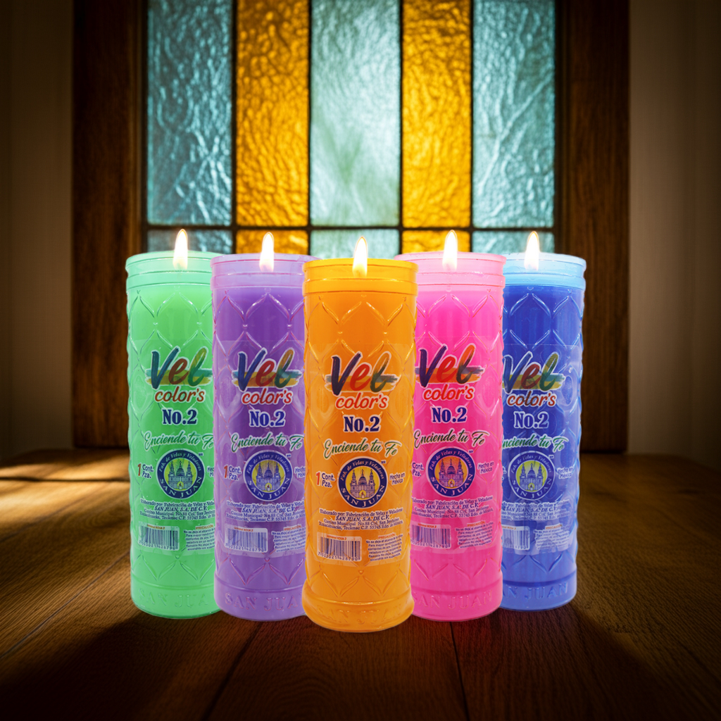 Vel Colors Aromáticas | Veladoras de Colores con Fragancia | Caja 12 Piezas | San Juan